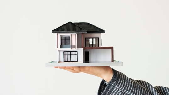 someone holding a model home